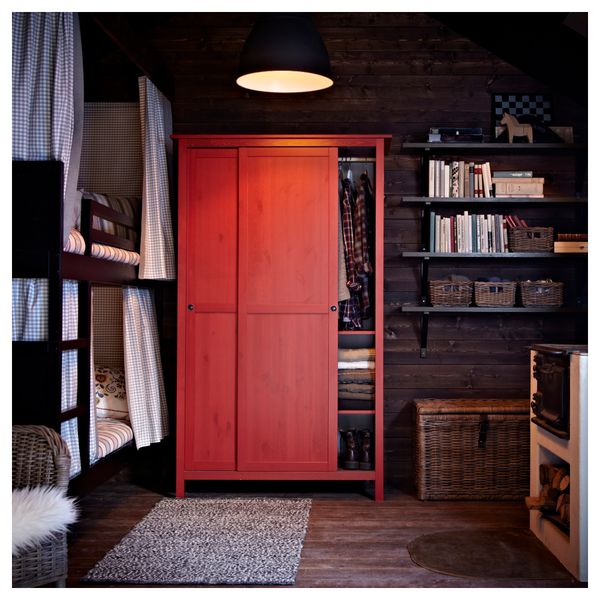 Гардероб с 2 раздвижными дверцами ХЕМНЭС, красный (120x197 см) - фото 5