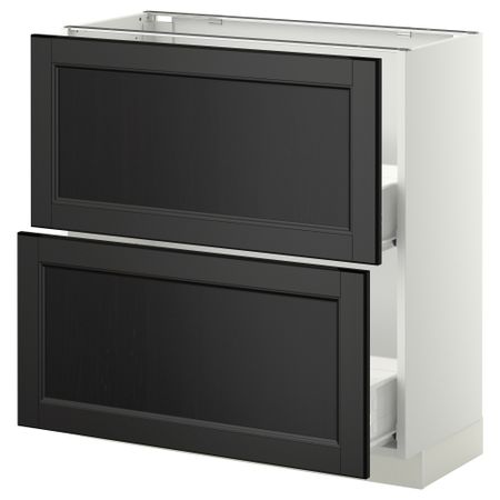 Напольный шкаф с 2 ящиками МЕТОД / ФОРВАРА, белый, Лаксарби черно-коричневый