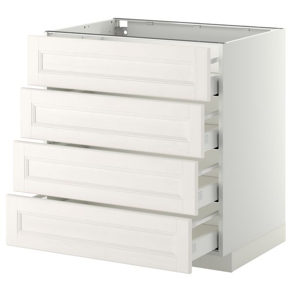 Напольный шкаф 4 фронтальных панели, 4 ящика МЕТОД / МАКСИМЕРА, белый, Лаксарби белый - схема-чертеж с размерами
