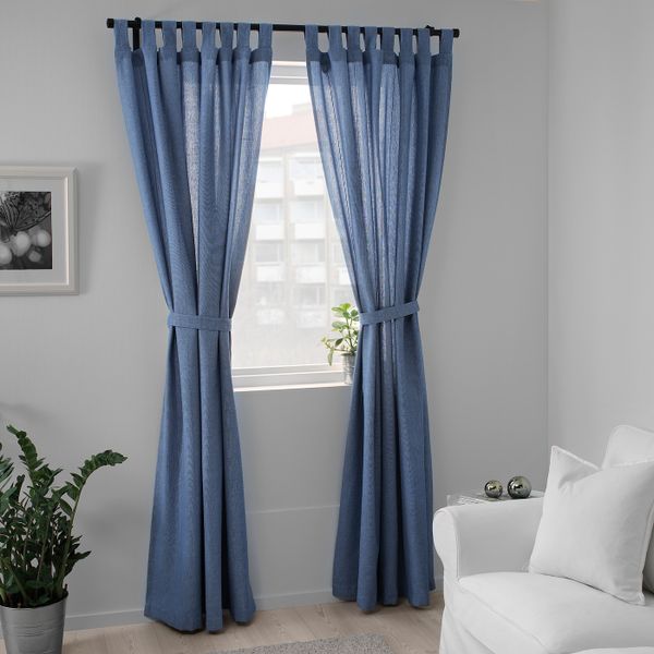 Гардины с прихватом, 2 шт., ярко-синий 140x300 см IKEA LENDA ЛЕНДА 803.961.82 - фото 4