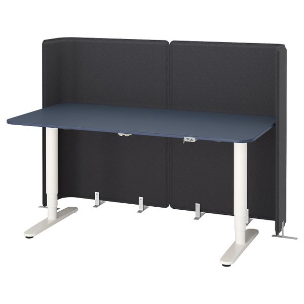 Стол-трансформер для приемной, линолеум синий, белый 160x80 120 см IKEA БЕКАНТ 692.882.78 - фото 1