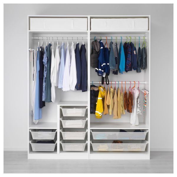 Гардероб ПАКС, белый, Танем белый (200x60x236 см) - схема-чертеж с размерами