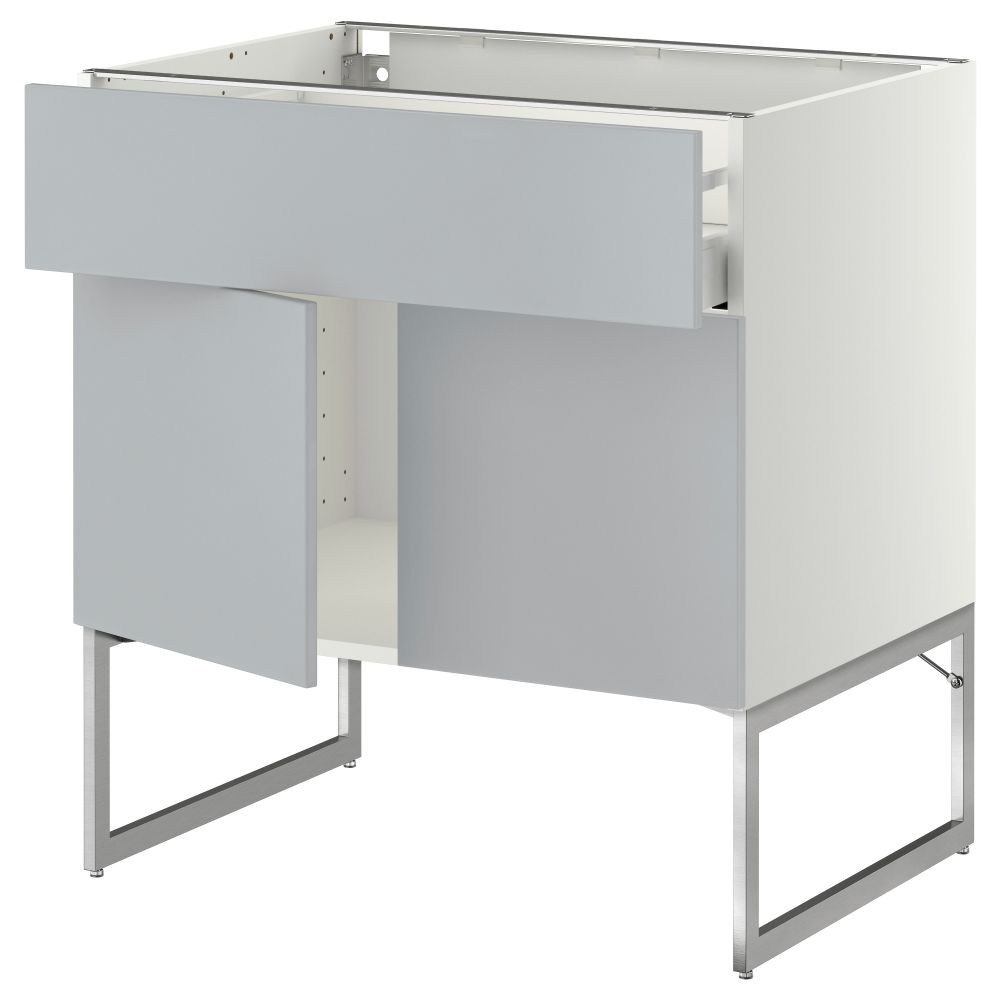 Напольный шкаф, полки, ящик, 2 двери МЕТОД / МАКСИМЕРА, белый, Веддинге серый - схема-чертеж с размерами