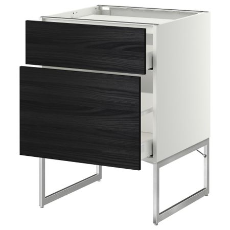 Напольный шкаф, 2 фронтальных панели, 3 ящика МЕТОД / МАКСИМЕРА, белый, Тингсрид черный