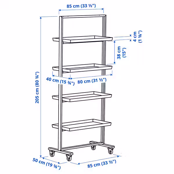 MITTZON МИТТЗОН - белый 85x205 см - схема-чертеж с размерами