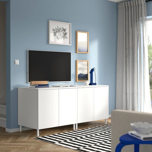 PLATSA Комбинация для хранения с дверцами - белый/Fonnes белый 160x57x73 см - схема-чертеж с размерами