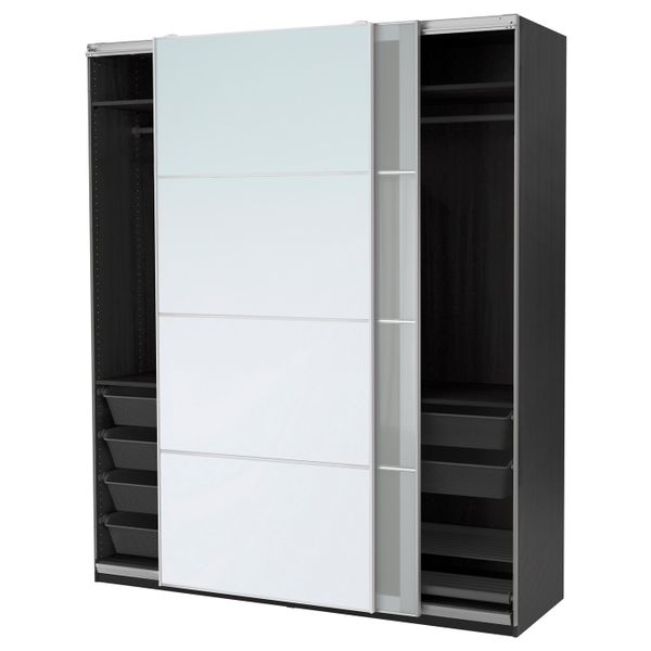 Гардероб, черно-коричневый, Аули Сэккен, 200x66x236 см IKEA ПАКС 293.058.59 - фото 1