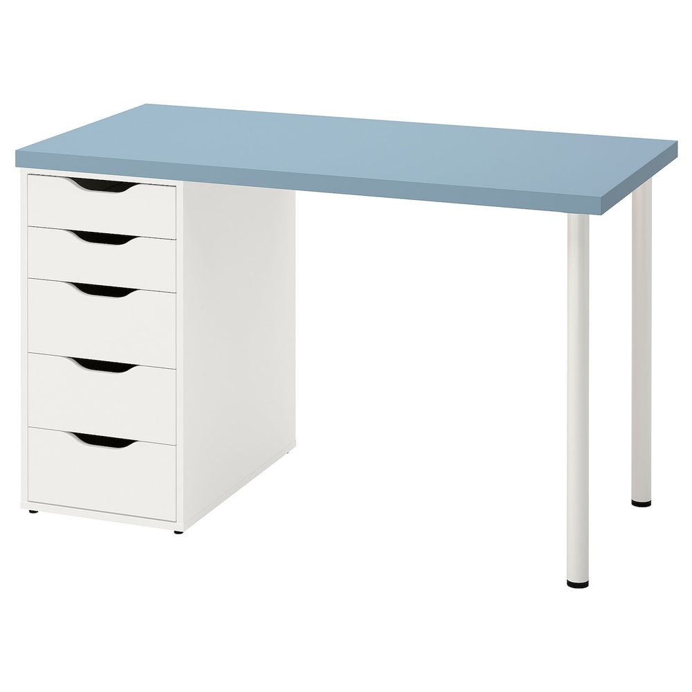 Письменный стол, голубой/белый 120x60 см IKEA LAGKAPTEN ЛАГКАПТЕН / ALEX АЛЕКС 794.170.05 - фото 1