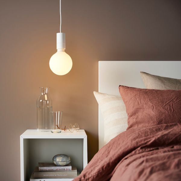 Светодиодная лампочка E27 470 лм, беспроводное регулирование белый спектр/шарообразный белый матовое стекло IKEA TRÅDFRI ТРОДФРИ - схема-чертеж с размерами