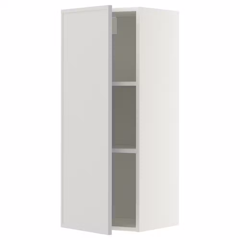 METOD Навесной шкаф с полками - белый/Aspudden светло-серый 40x100 см - фото 1