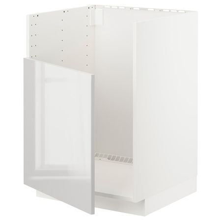 Шкаф под мойку БРЕДШЁН, белый/Рингульт светло-серый 60x60 см IKEA METOD МЕТОД 294.451.24