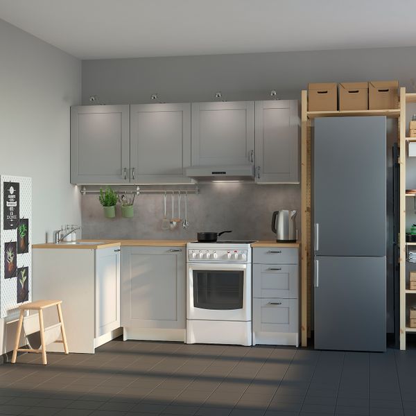 Кухня, серый 120x220x220 см IKEA KNOXHULT КНОКСХУЛЬТ 194.015.35 - схема-чертеж с размерами