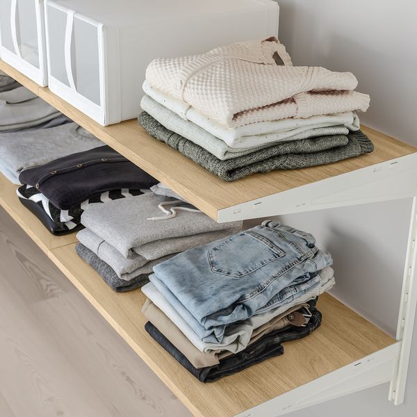 Стеллаж, белый, дуб, 187x40x101 см IKEA BOAXEL БОАКСЕЛЬ 793.841.80 - схема-чертеж с размерами