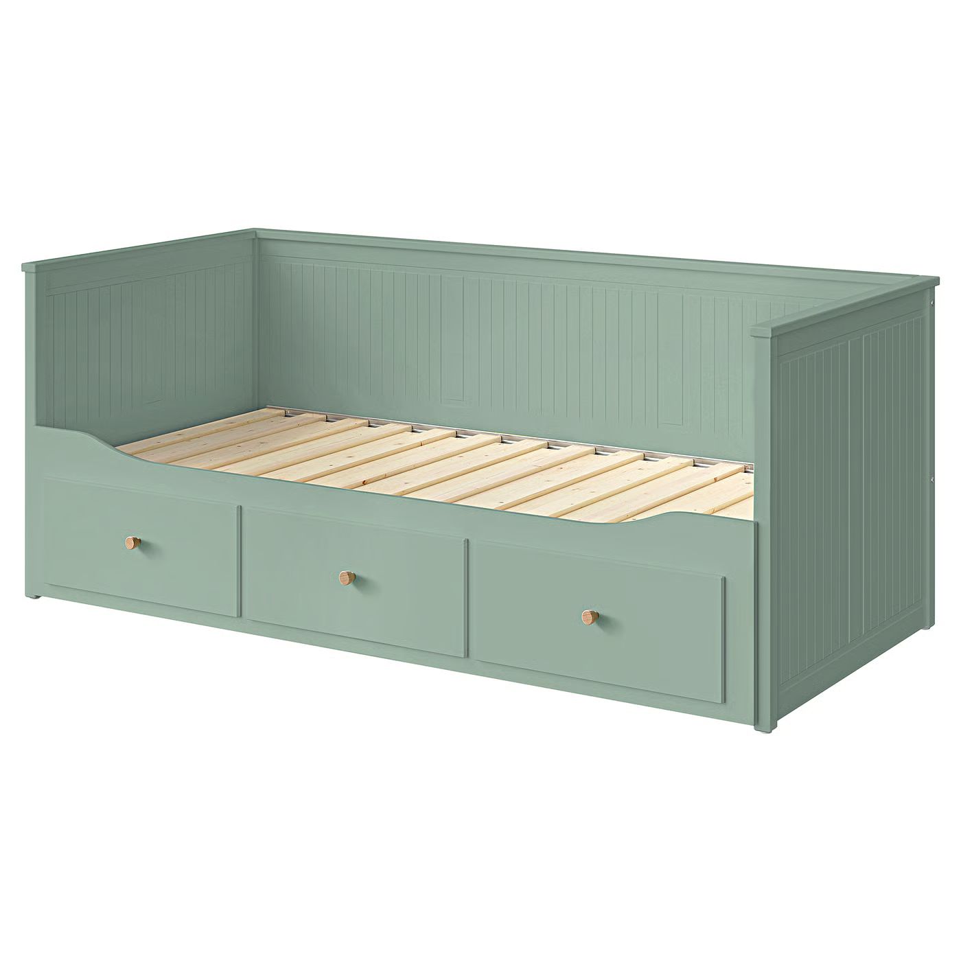 HEMNES Каркас кровати-кушетки с 3 ящиками – серо-зеленый 80×200 см