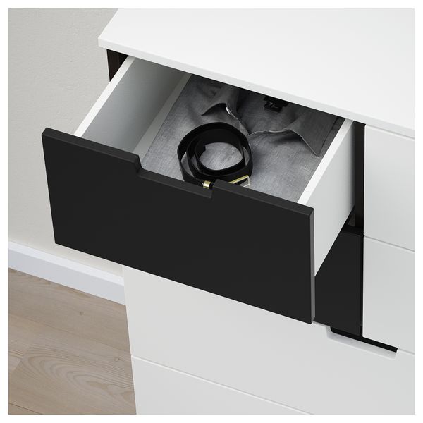 Комод с 7 ящиками НОРДЛИ, белый, антрацит (80x122 см) - фото 4