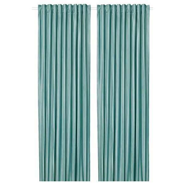Затемняющие гардины, 2 шт., серо-бирюзовый 145x300 см IKEA ELDTORN ЭЛЬДТОРН 604.881.06 - фото 1