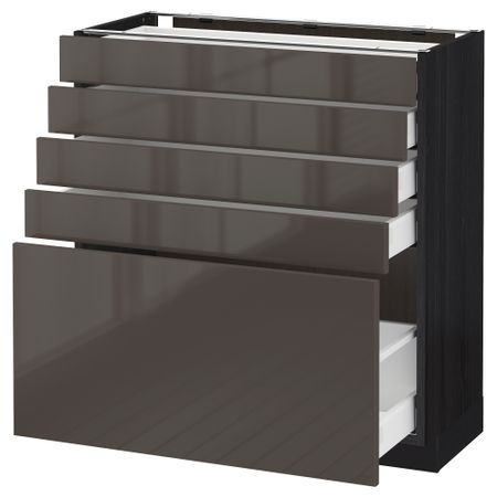 Напольный шкаф с 5 ящиками МЕТОД / МАКСИМЕРА, черный, Рингульт серый