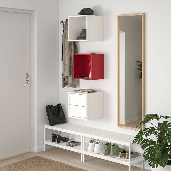 Комбинация для хранения, красный, белый 105x35x70 см IKEA ЭКЕТ 993.363.91 - фото 2