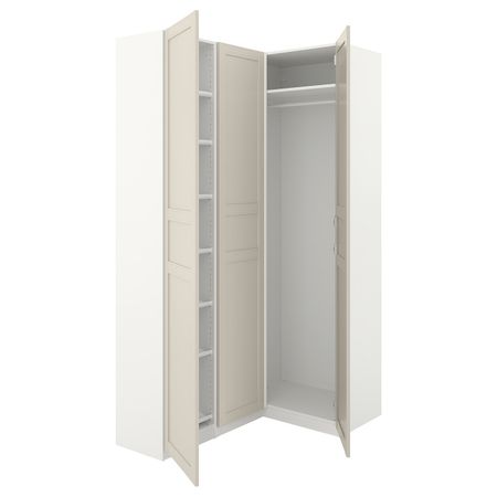 Гардероб угловой, белый/Флисбергет светло-бежевый 160/88x236 см IKEA PAX ПАКС 092.213.75
