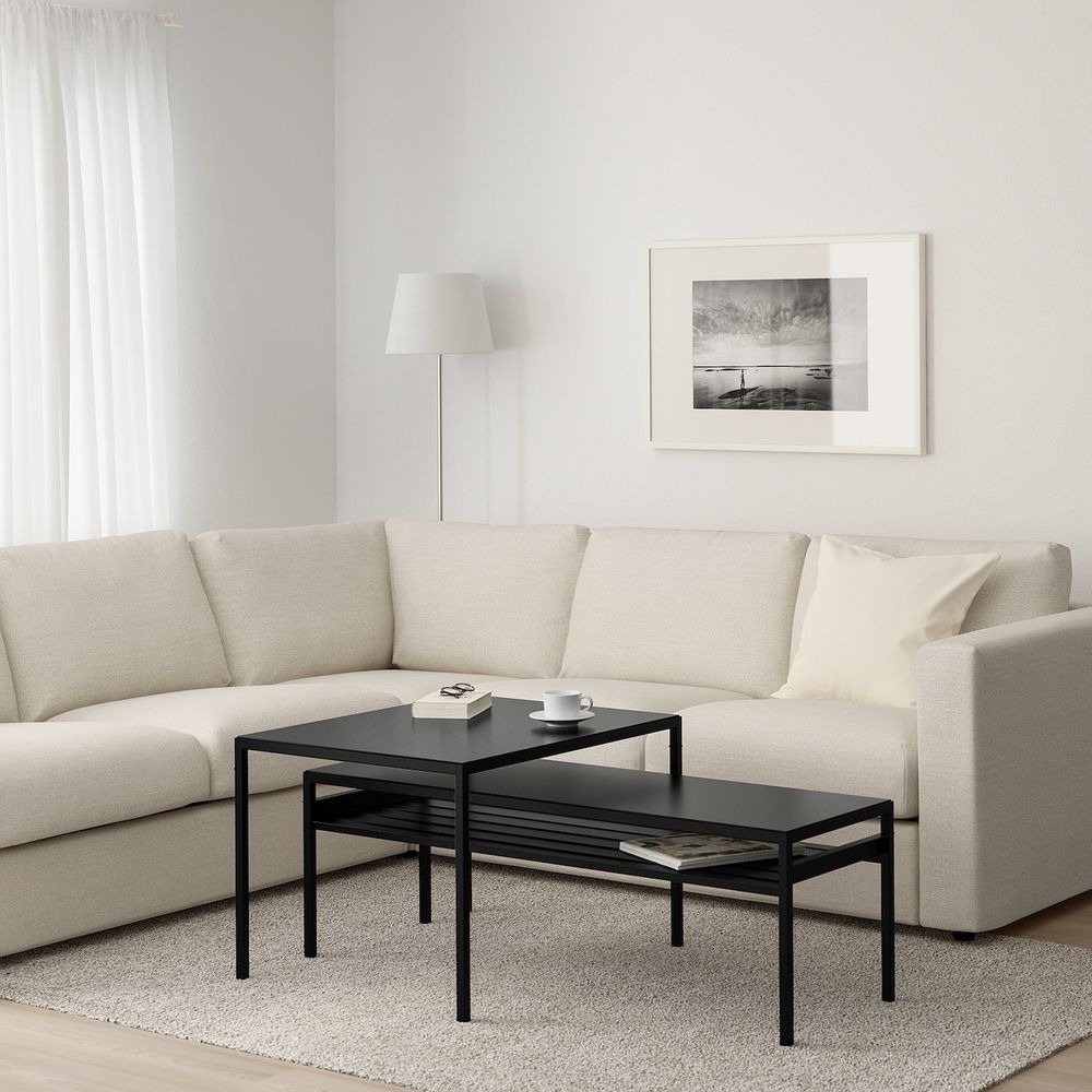 Столы с двусторонними столешницами, 2 предм., черный/бежевый IKEA НИБОДА 192.083.21 - фото 1