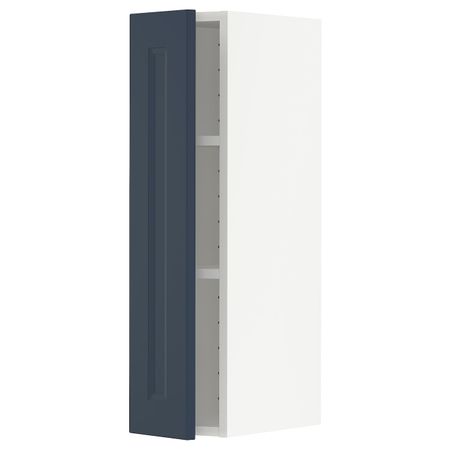 Навесной шкаф с полками, белый Акстад/матовая поверхность синий 20x80 см IKEA METOD МЕТОД 494.468.39