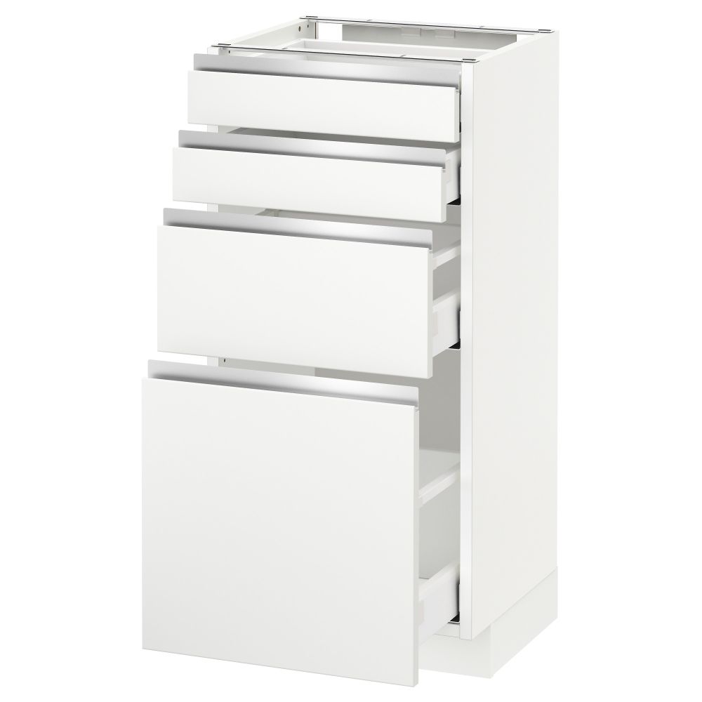 Напольный шкаф 4 фронтальных панели, 4 ящика МЕТОД / МАКСИМЕРА, белый, Нодста белый - схема-чертеж с размерами