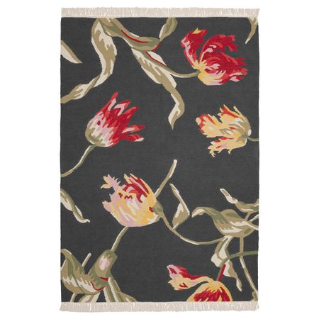 Ковер безворсовый, черный/ручная работа 133x195 см IKEA ÅLANDSROT ОЛАНДСРОТ 604.839.05