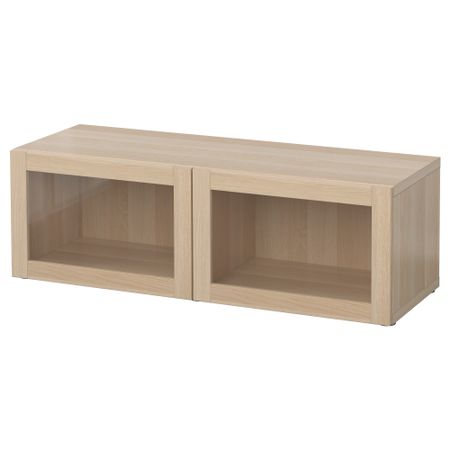 Стеллаж со стеклянная дверьми БЕСТО, Синдвик под беленый дуб (120x40x38 см)