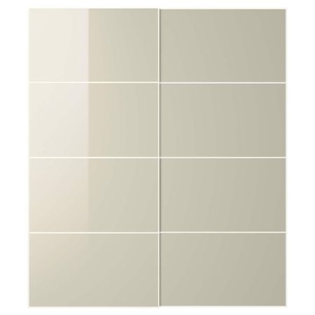 Пара раздвижных дверей, глянцевый светло-бежевый 200x236 см IKEA HOKKSUND ХОККСУНД 593.117.07