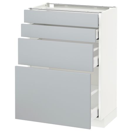 Напольный шкаф 4 фронтальных панели, 4 ящика МЕТОД / МАКСИМЕРА, белый, Веддинге серый