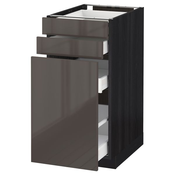 Напольный шкаф с выдвижными модулями, 2 фронтальные панели МЕТОД / МАКСИМЕРА, черный, Рингульт серый - схема-чертеж с размерами