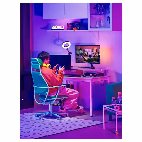 UTVISNING УТВИСНИНГ Геймерский стол с полкой - под ясень/белый 120x60 см - фото 2