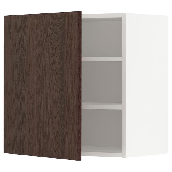 Навесной шкаф с полками, белый/Синарп коричневый 60x60 см IKEA METOD МЕТОД 194.461.95 - фото 1
