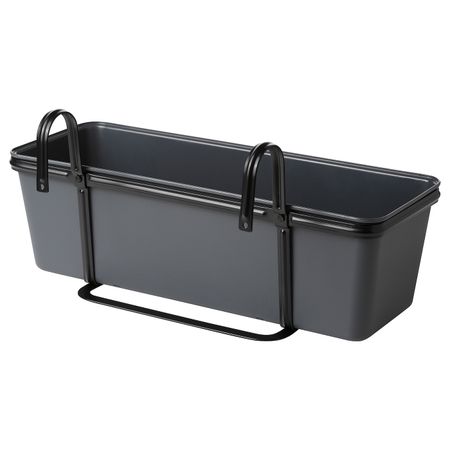Ящик для цветов с держ, для сада темно-серый/черный 48x18 см IKEA ROSENKÅL РОЗЕНКОЛЬ 905.054.49