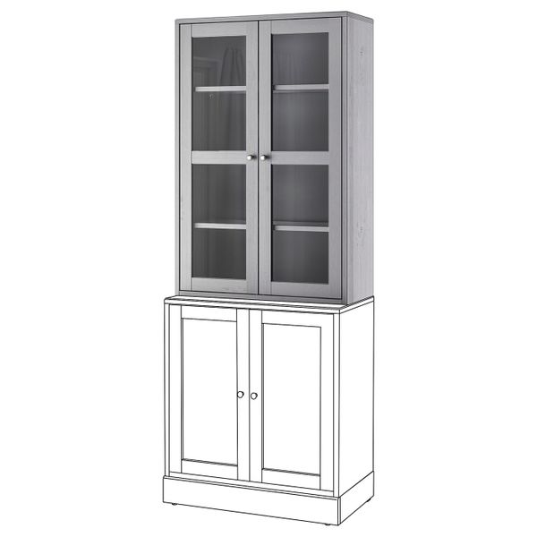 Шкаф-витрина, серый 81x35x123 см IKEA HAVSTA ХАВСТА 204.186.86 - фото 2