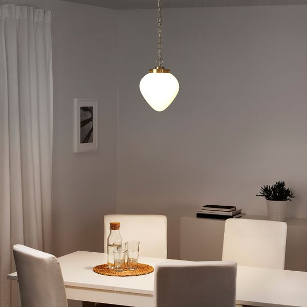 Подвесной светильник, молочный стекло/лук IKEA ÅTERSKEN ОТЕРСКЕН 304.370.76 - фото 2