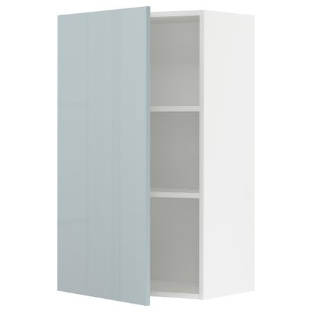 Навесной шкаф с полками, 60x100 см, белый, Kallarp серо-синий светлый IKEA METOD МЕТОД 694.791.12