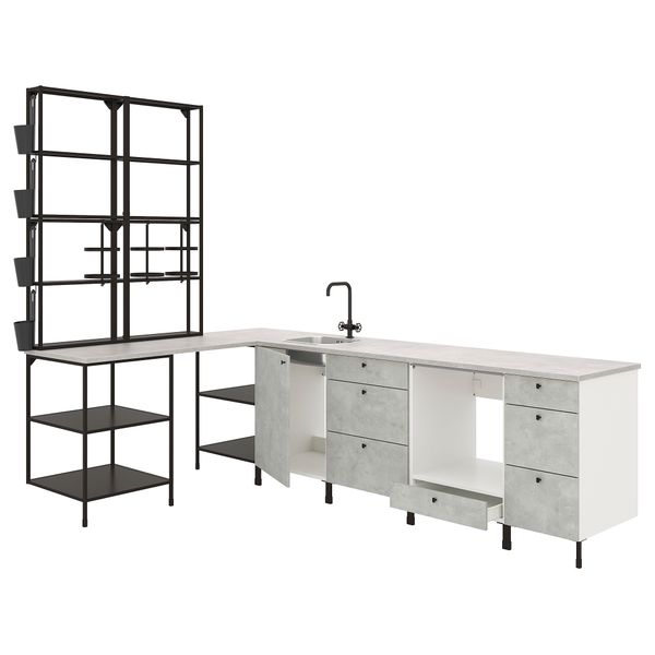 Угловая кухня, антрацит, под бетон IKEA BEGIVENHET БЕГИВЕНХЕТ 093.380.64 - фото 2