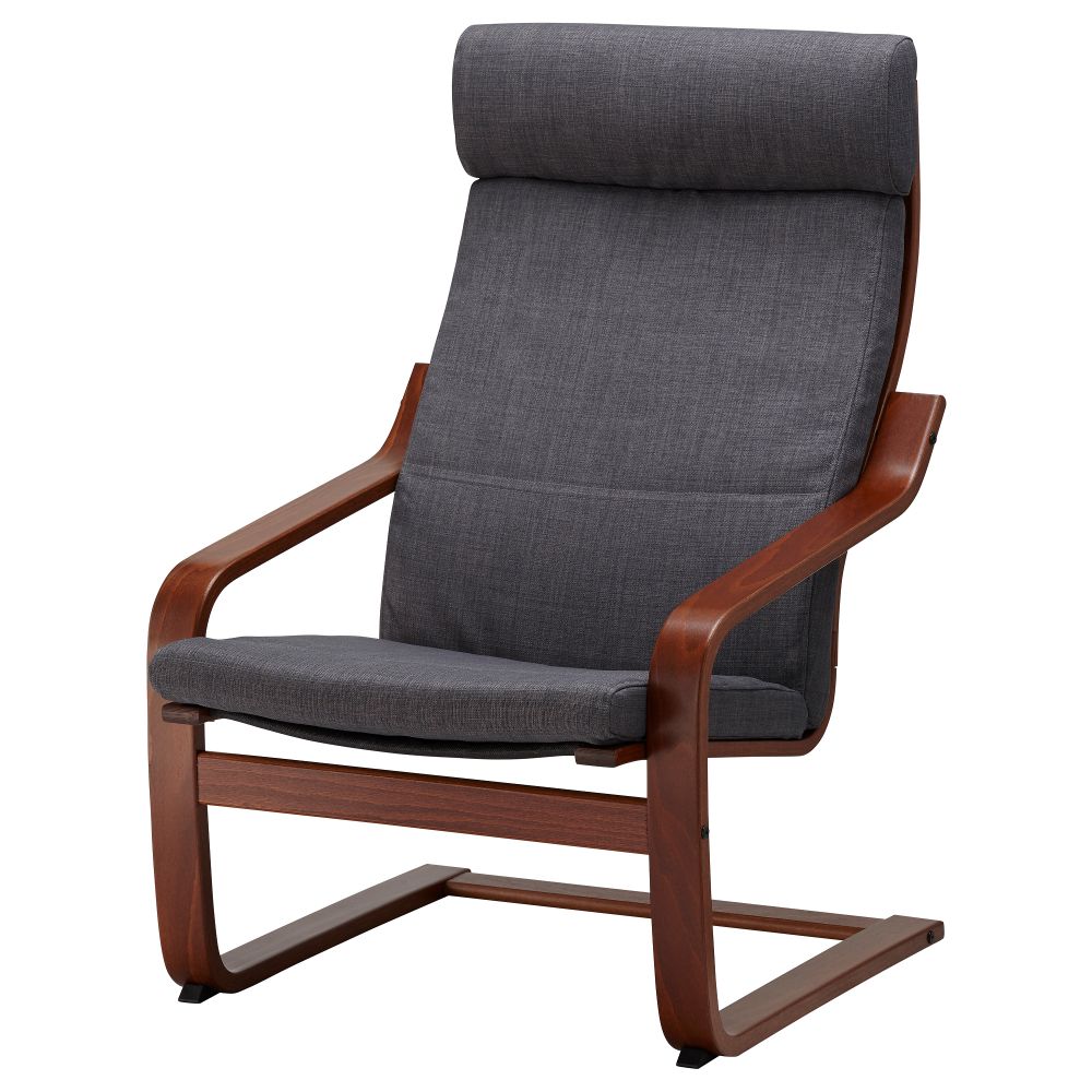 Кресло ПОЭНГ, классический коричневый, Шифтебу темно-серый - схема-чертеж с размерами