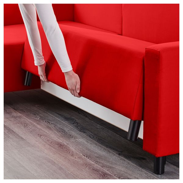 Диван-кровать с козеткой ЛУГНВИК, Гранон красный - фото 3