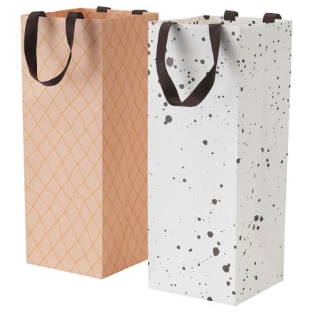 Подарочный пакет ЛАНКМОЙ, белый черный, розовый (12x32 см)