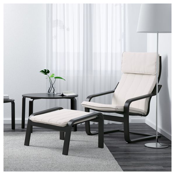 Табурет для ног ПОЭНГ, морилка черно-коричнев, Ранста неокрашенный - фото 2