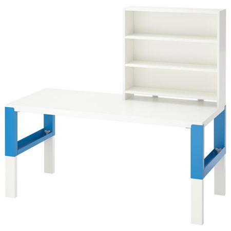 Письменный стол с полками, белый, синий 128x58 см IKEA PÅHL ПОЛЬ 092.512.73