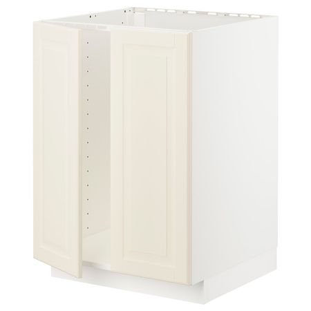 Напольный шкаф для мойки+2 двери, белый/Будбин белый с оттенком 60x60 см IKEA METOD МЕТОД 694.445.37