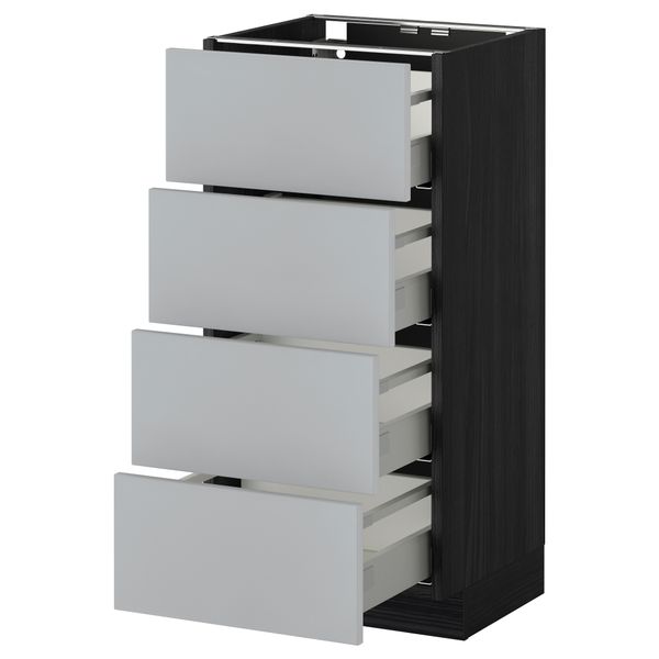 Напольный шкаф 4 фронтальных панели, 4 ящика МЕТОД / МАКСИМЕРА, черный, Веддинге серый - схема-чертеж с размерами
