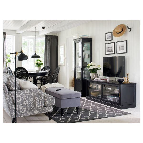 Шкаф-витрина, черная морилка 60x40x186 см IKEA MALSJÖ МАЛЬШЁ 103.833.81 - фото 2