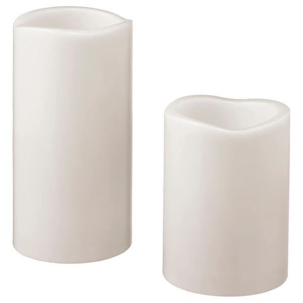 Светодиодная формовая свеча, 2 шт., с батарейным питанием серый IKEA GODAFTON ГОДАФТОН 303.702.26 - фото 1