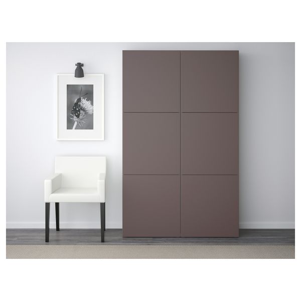 Комбинация для хранения с дверцами БЕСТО, белый, Вальвикен темно-коричневый (120x40x192 см) - фото 2