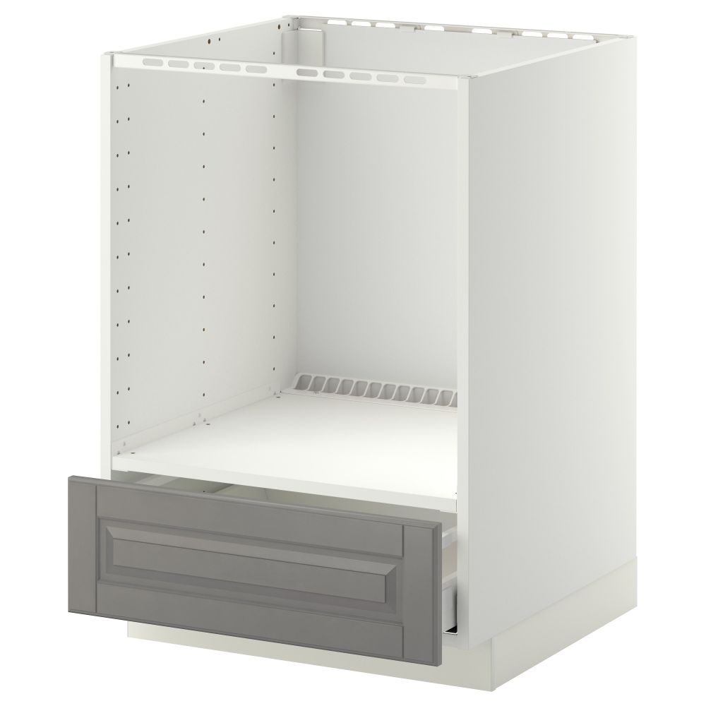Напольный шкаф для духовки, с ящиком МЕТОД / МАКСИМЕРА, белый, Будбин серый (60x60 см) - схема-чертеж с размерами