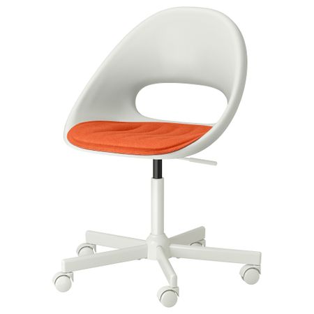 Рабочий стул + подушка, белый, оранжевый IKEA MALSKÄR МАЛЬСКЭР, LOBERGET ЛОБЕРГЕТ 596.020.23